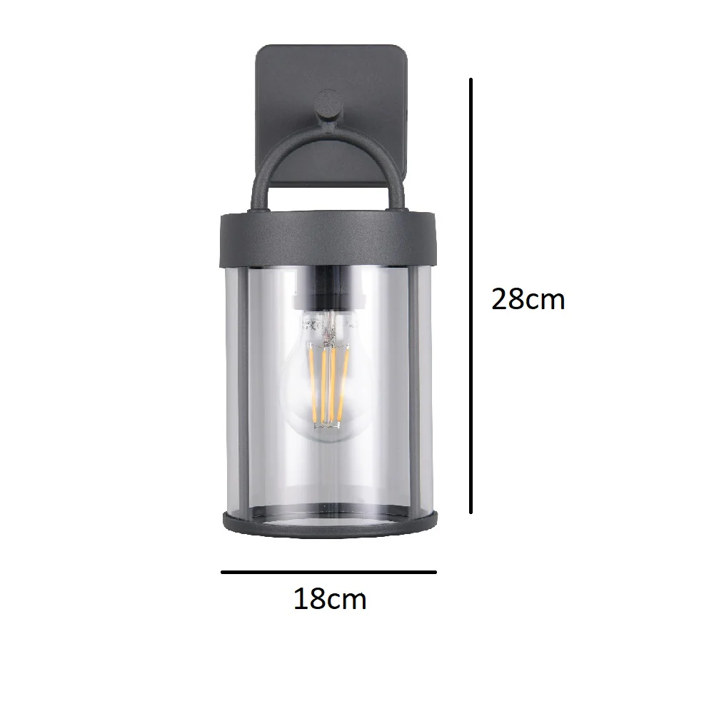Anthracite Dark Grey Outdoor Vintage Down Lantern Wall Light 28cm - Image 5