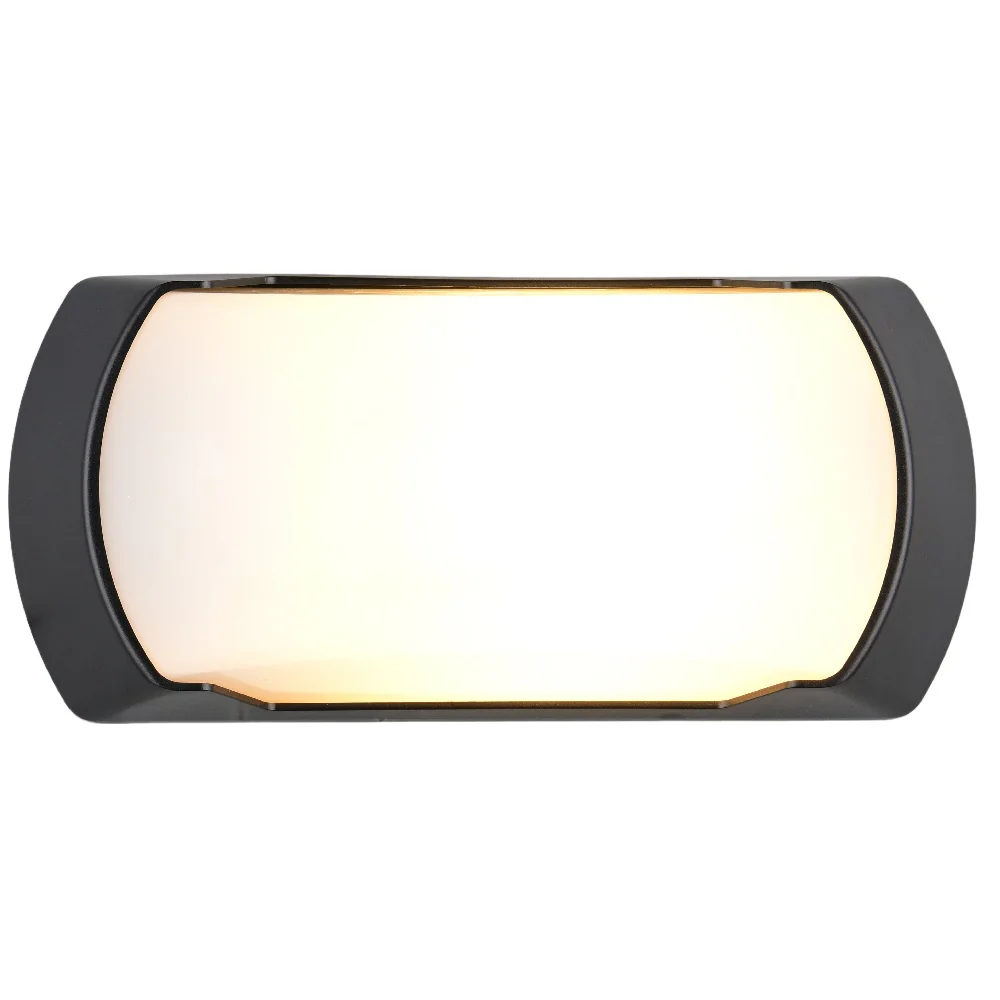 Black Outdoor Modern Oval Bulkhead Wall Light 260mm IP65