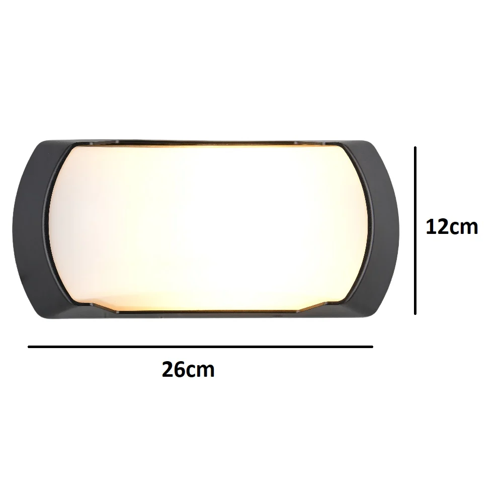 Black Outdoor Modern Oval Bulkhead Wall Light 260mm IP65 - Image 6