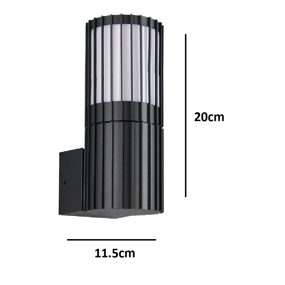 Black Cylindrical Modern Outdoor Wall Lamp with Frosted Diffuser IP54 - Image 5