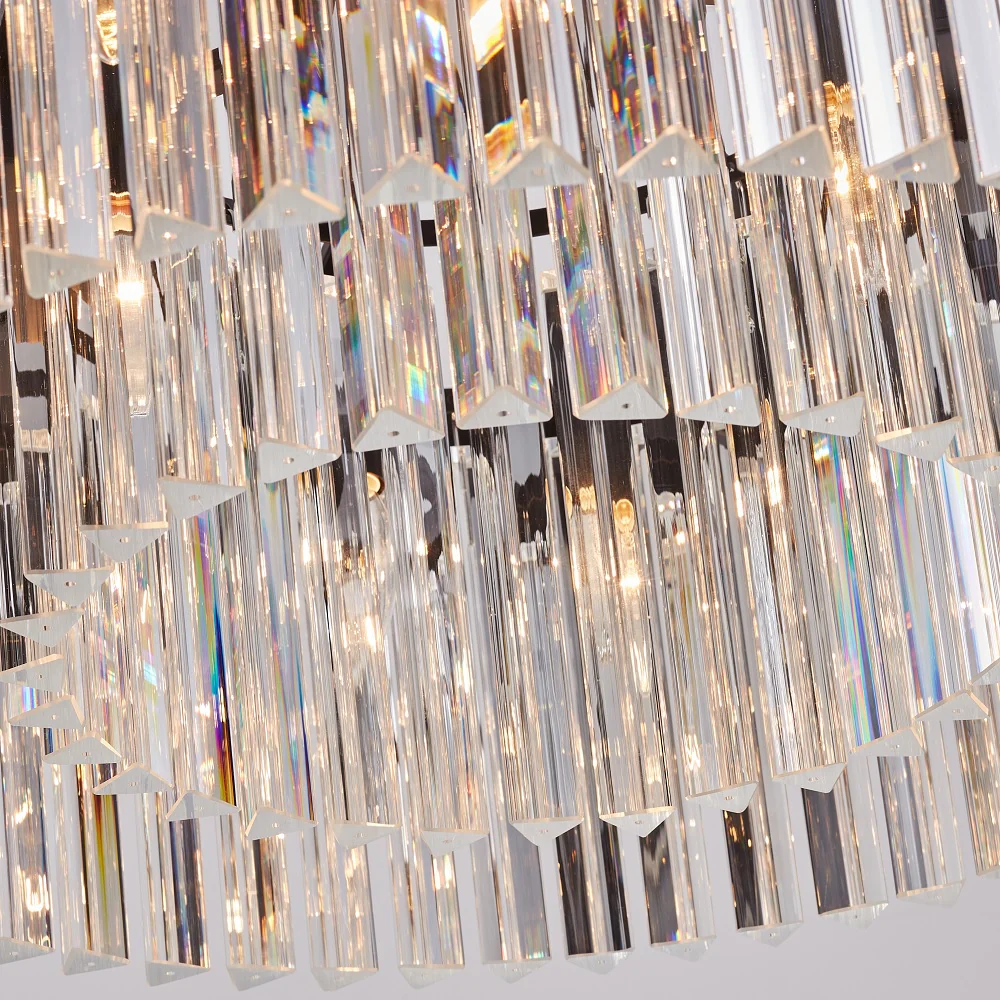 Matt Black and Crystal Glass Modern 8 Lamp Chandelier Ceiling Pendant 60cm - Image 2