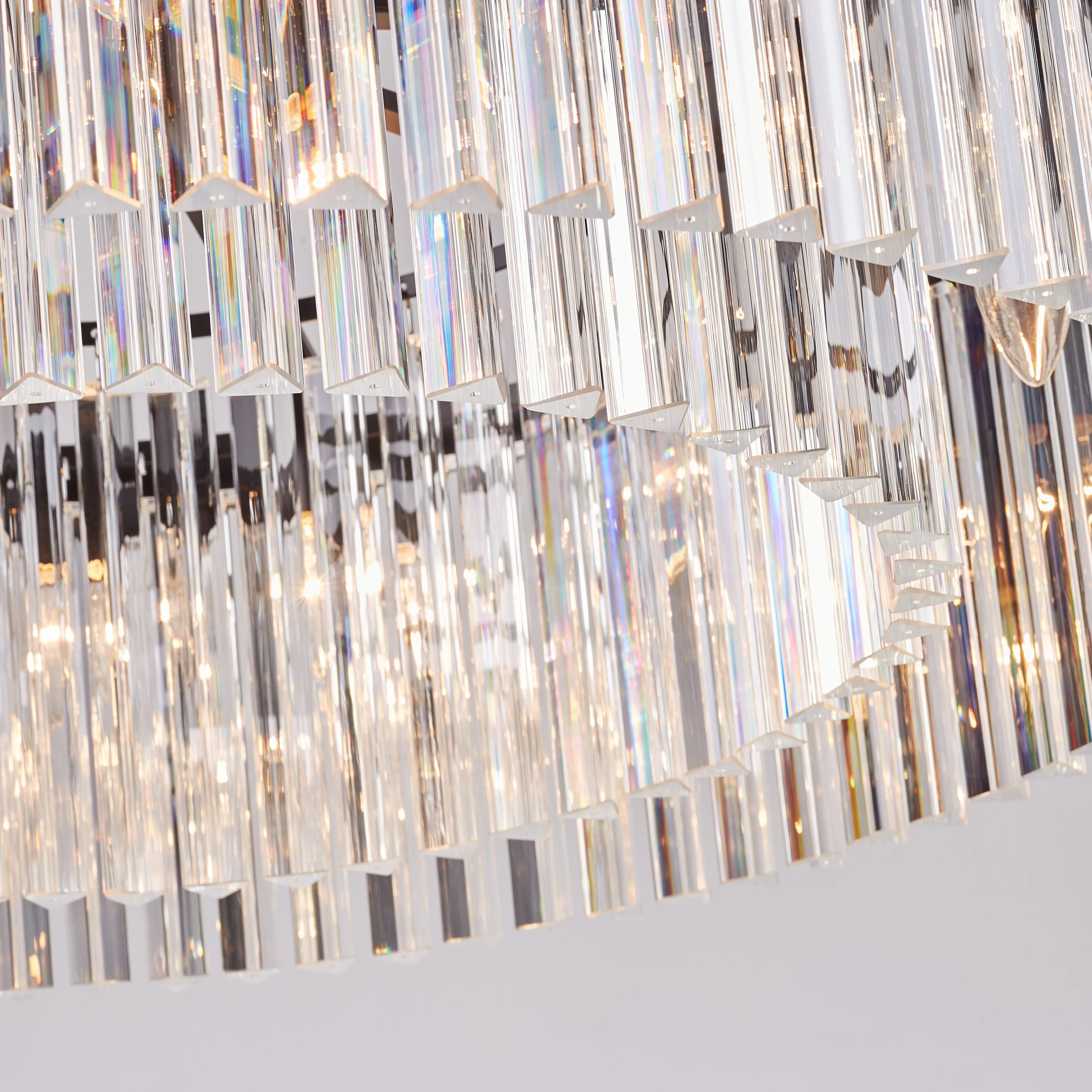 Matt Black and Crystal Glass Modern 10 Lamp Chandelier Ceiling Pendant 80cm - Image 2