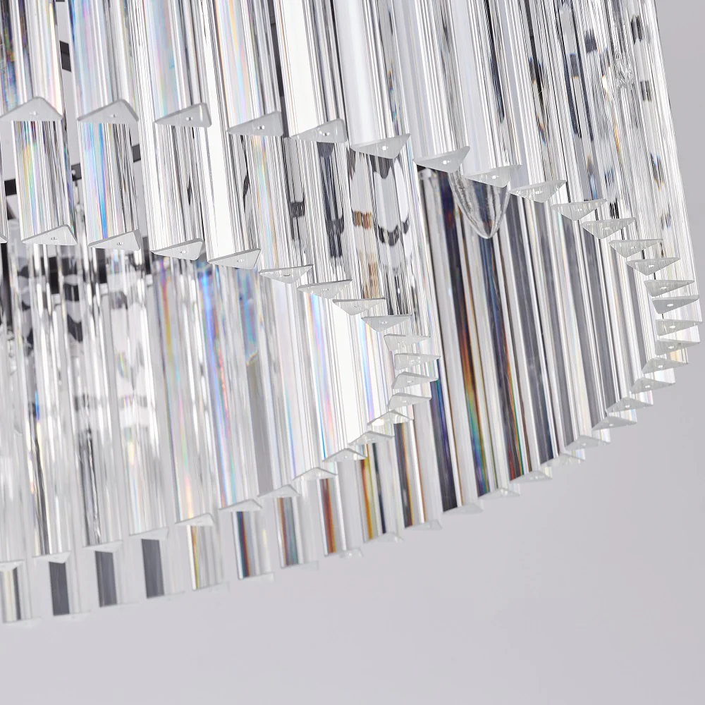 Matt Black and Crystal Glass Modern 10 Lamp Chandelier Ceiling Pendant 80cm - Image 3