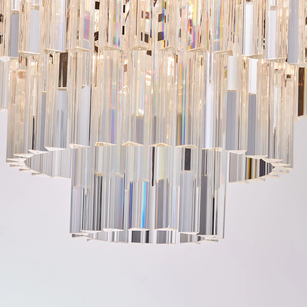 Matt Black and Crystal Glass 5 Tier Modern 16 Lamp Chandelier Ceiling Pendant 80cm - Image 3