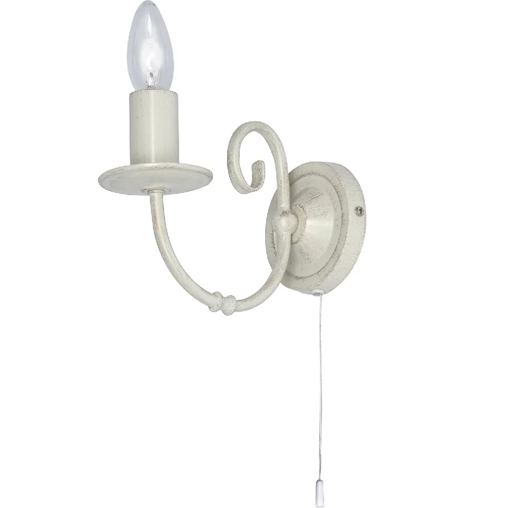 Ivory Single Lamp Vintage Traditional Wall Light with Pull Switch - 150mm - Image 3