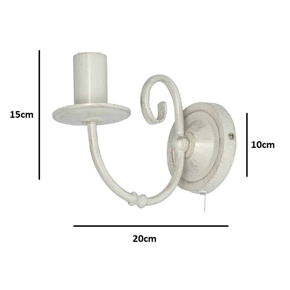Ivory Single Lamp Vintage Traditional Wall Light with Pull Switch - 150mm - Image 4