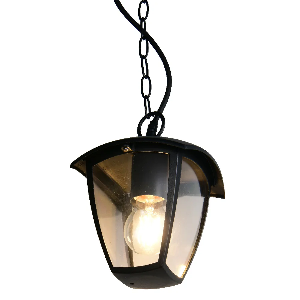 Black and Clear Outdoor Modern Hanging Pendant Lantern Wall Light IP44 - Image 2