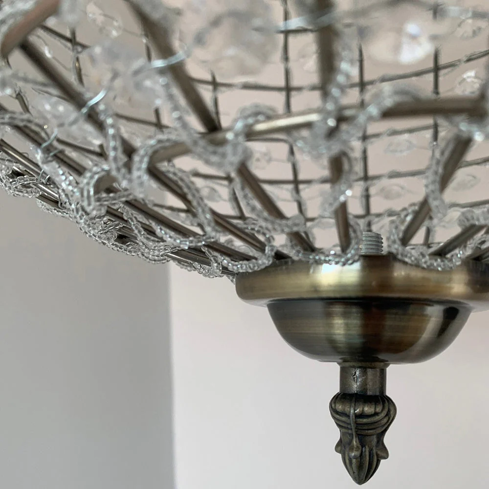 Britalia BR4530/30 AB Antique Brass & Faceted Crystal Vintage Round Globe Pendant 30cm - Image 2