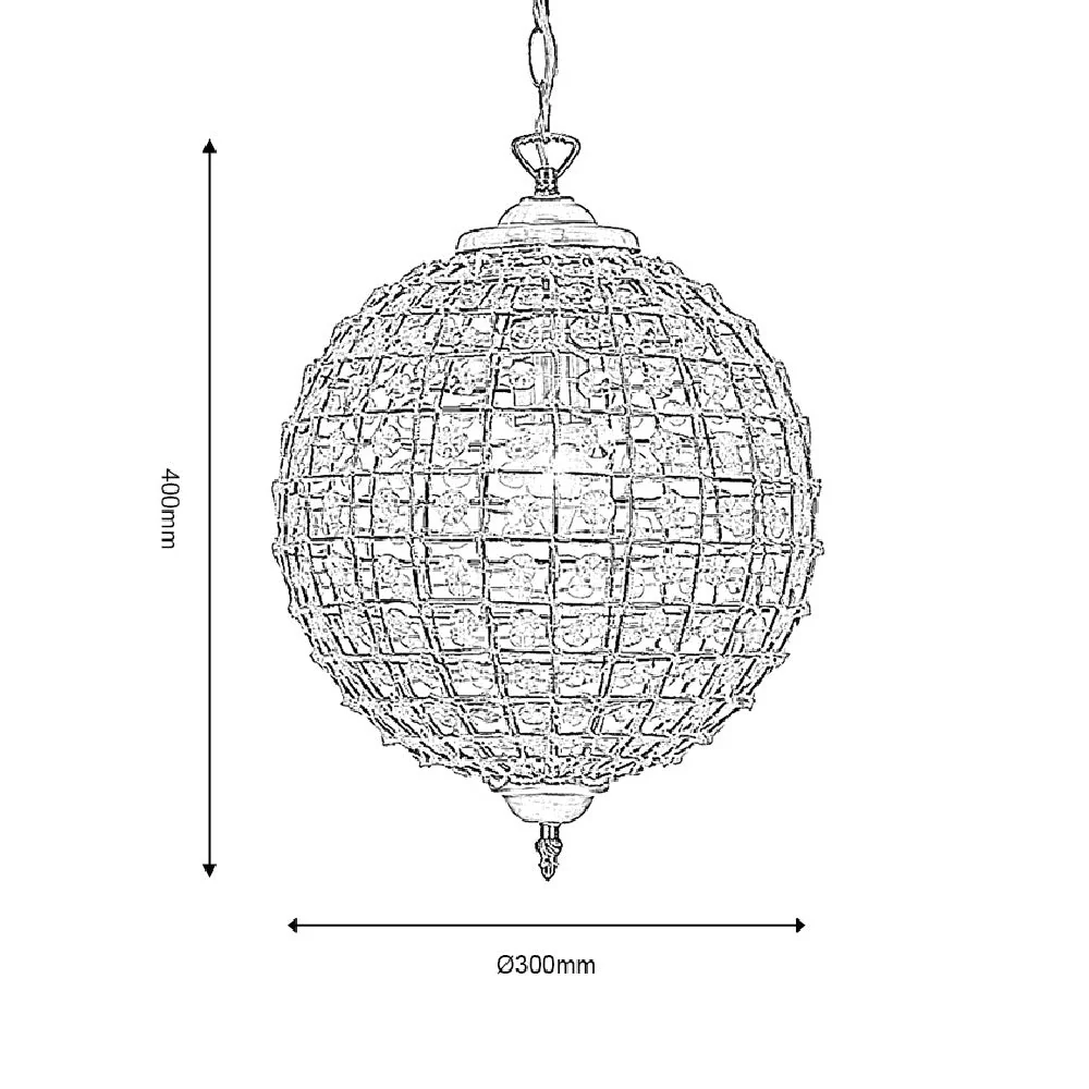 Britalia BR4530/30 AB Antique Brass & Faceted Crystal Vintage Round Globe Pendant 30cm - Image 5