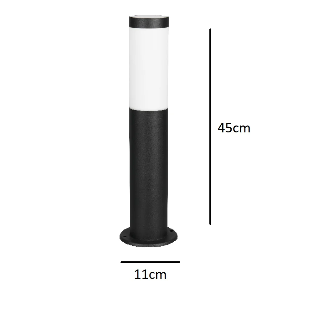 Matt Black Outdoor Modern Cylinder Pedestal Post Light 450mm IP44 - Image 4