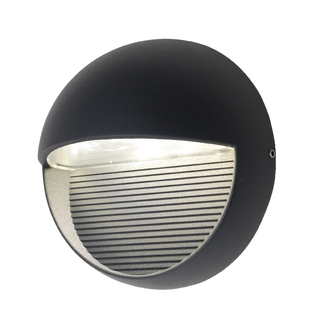 LED Anthracite Grey Modern Round Eyelid Bulkhead Wall Light IP54 - Image 2