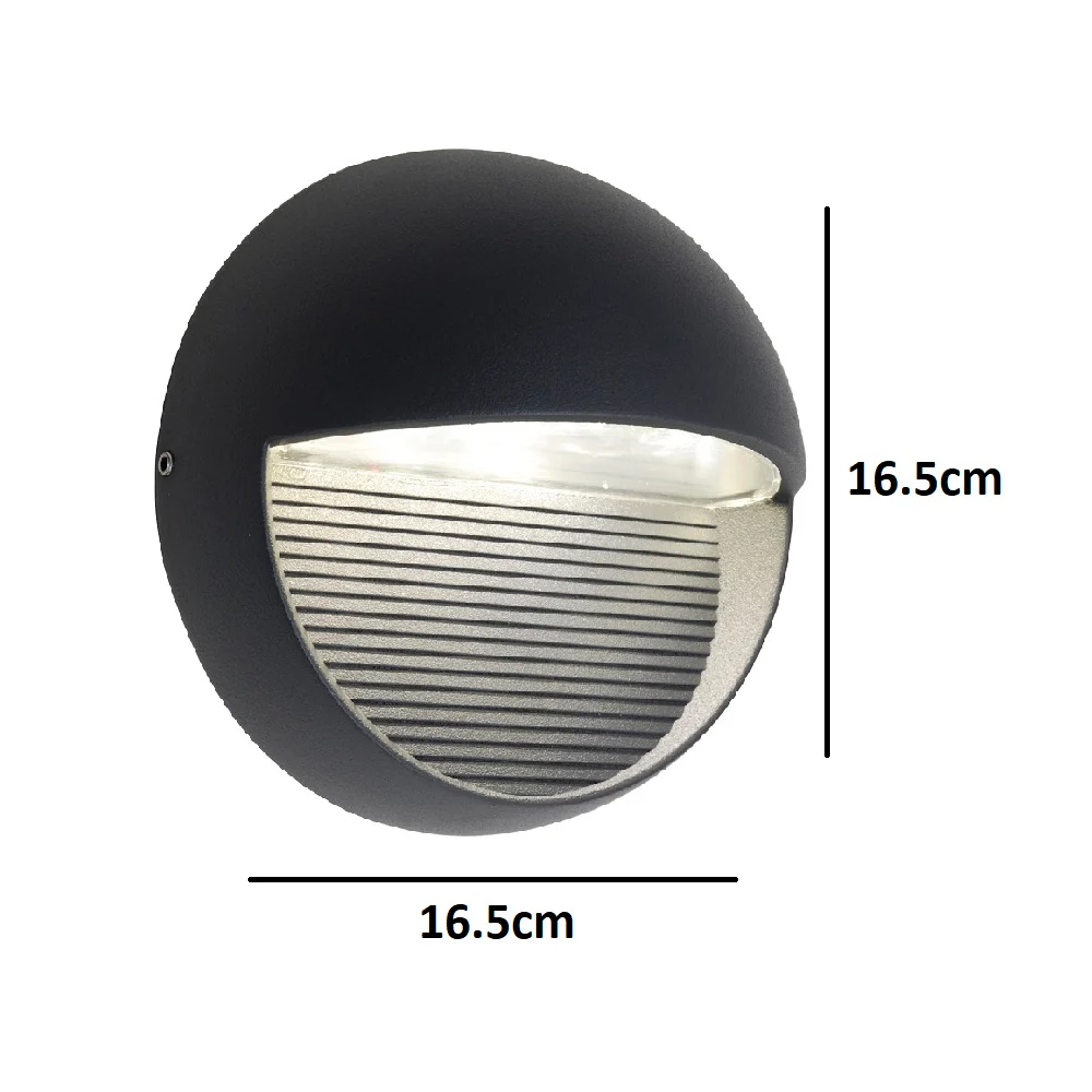 LED Anthracite Grey Modern Round Eyelid Bulkhead Wall Light IP54 - Image 3