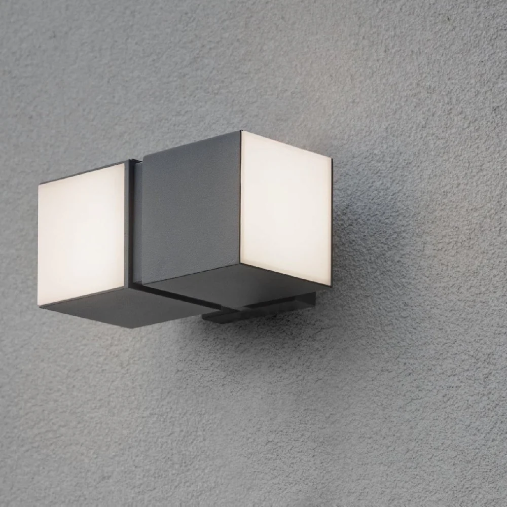 Britalia BR5193801118 LED Anthracite Outdoor Cuboid Multi Directional 2 Lamp Wall Light - Image 4