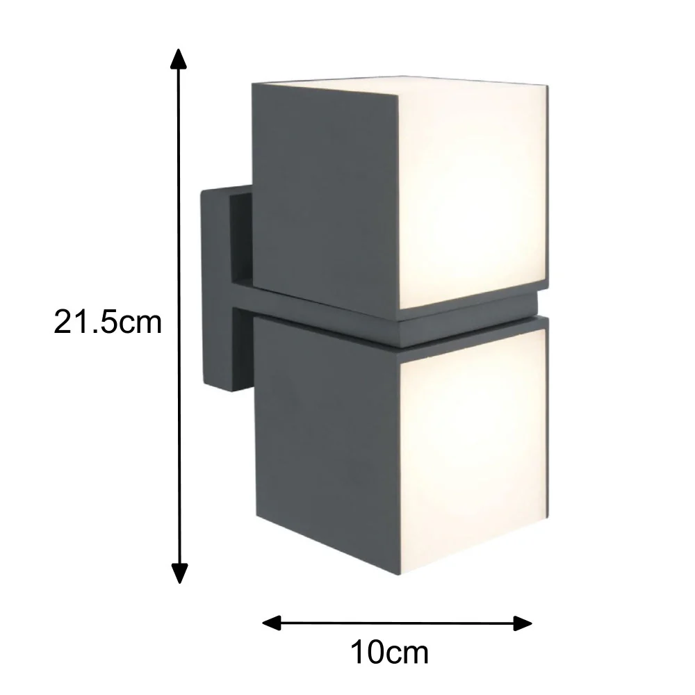 Britalia BR5193801118 LED Anthracite Outdoor Cuboid Multi Directional 2 Lamp Wall Light - Image 6