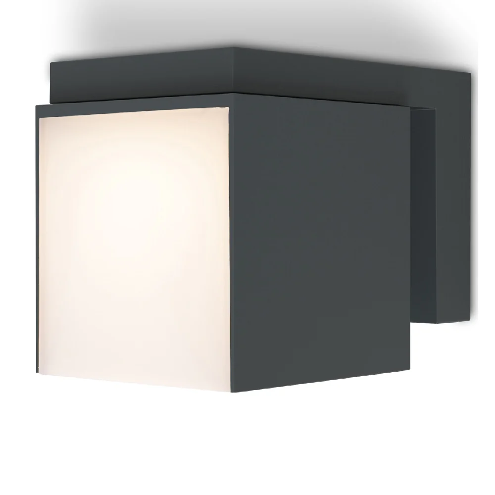 LED Anthracite Outdoor Modern Cube Rotating Head Wall Light IP54