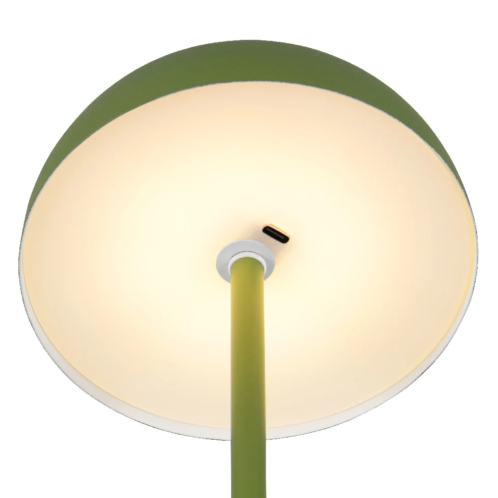 LED Olive Green Dome Shape USB Rechargeable Touch Table Lamp 21cm - Image 3