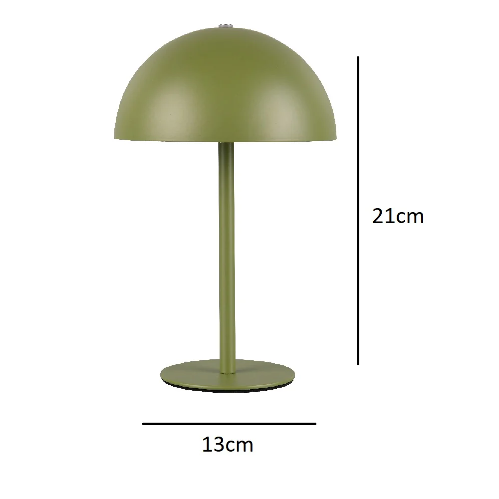 LED Olive Green Dome Shape USB Rechargeable Touch Table Lamp 21cm - Image 5