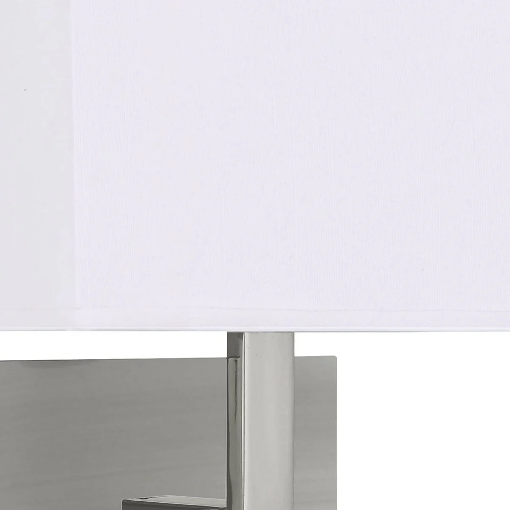 Satin Chrome Square Backplate Wall Light with Rectangular White Shade - Image 3