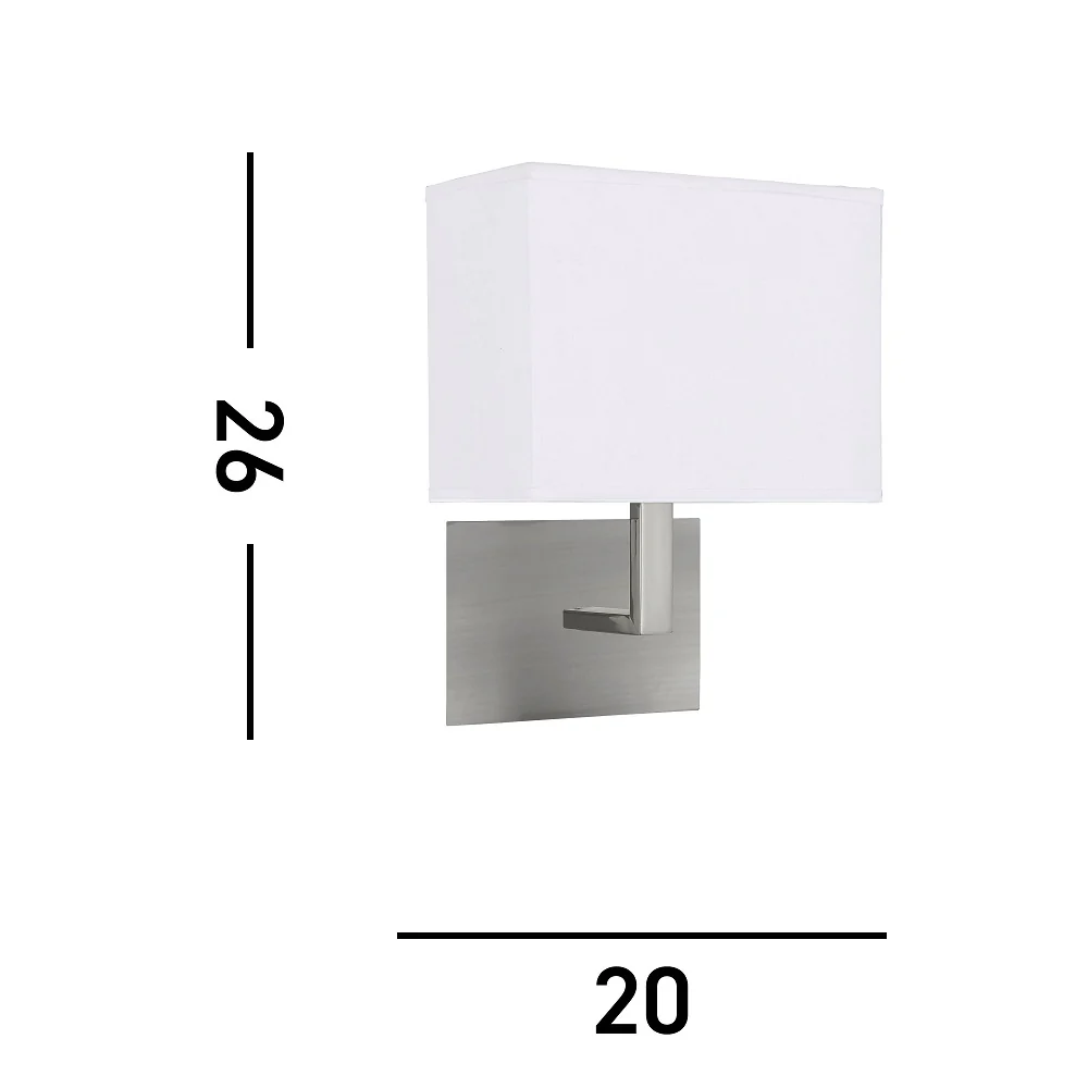 Satin Chrome Square Backplate Wall Light with Rectangular White Shade - Image 5