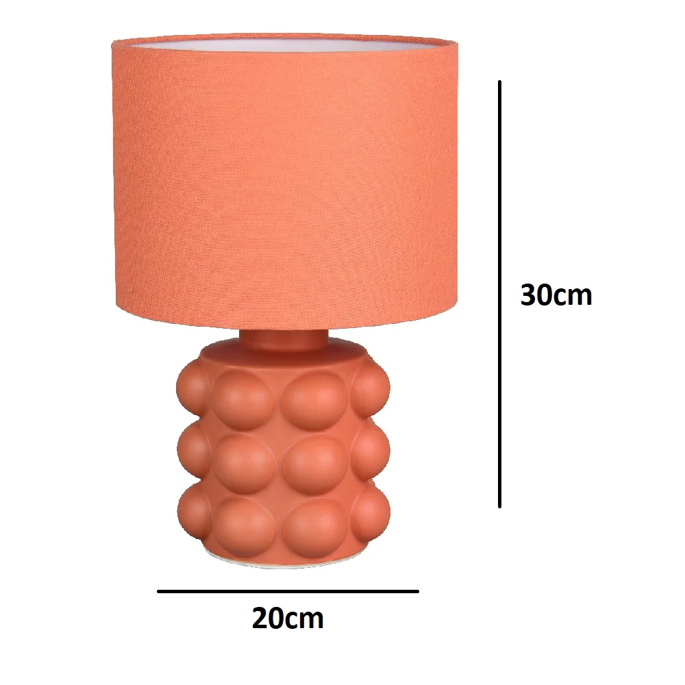 Terracotta Orange Ceramic Modern Table Lamp with Satsuma Orange Drum Shade 30cm - Image 3