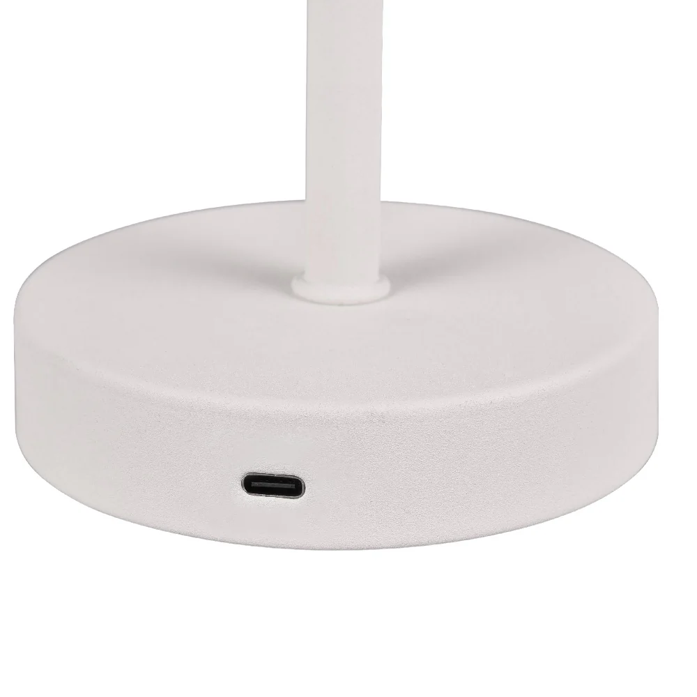 LED Matt White Stem USB Rechargeable Touch Table Lamp 30cm - Image 2