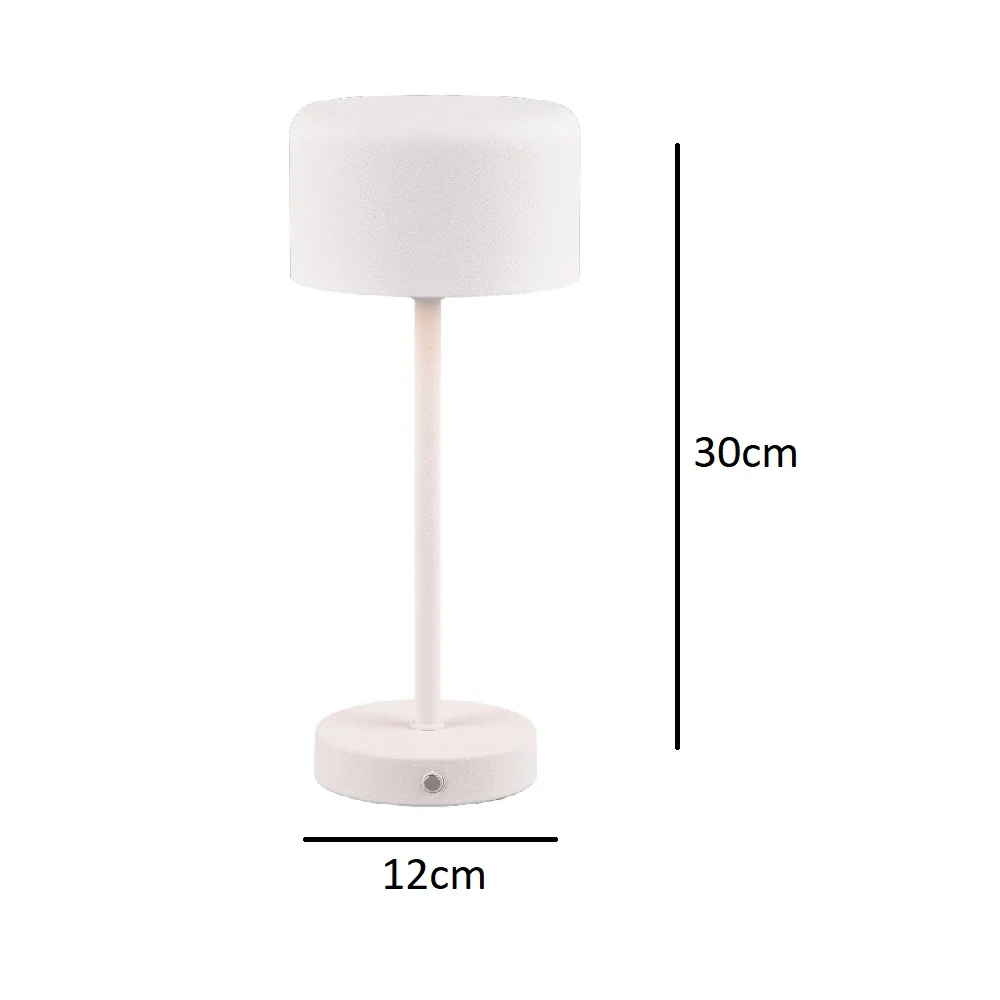 LED Matt White Stem USB Rechargeable Touch Table Lamp 30cm - Image 5