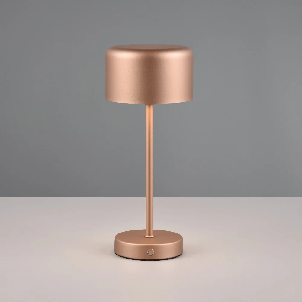 LED Matt Copper Stem USB Rechargeable Touch Table Lamp 30cm - Image 2
