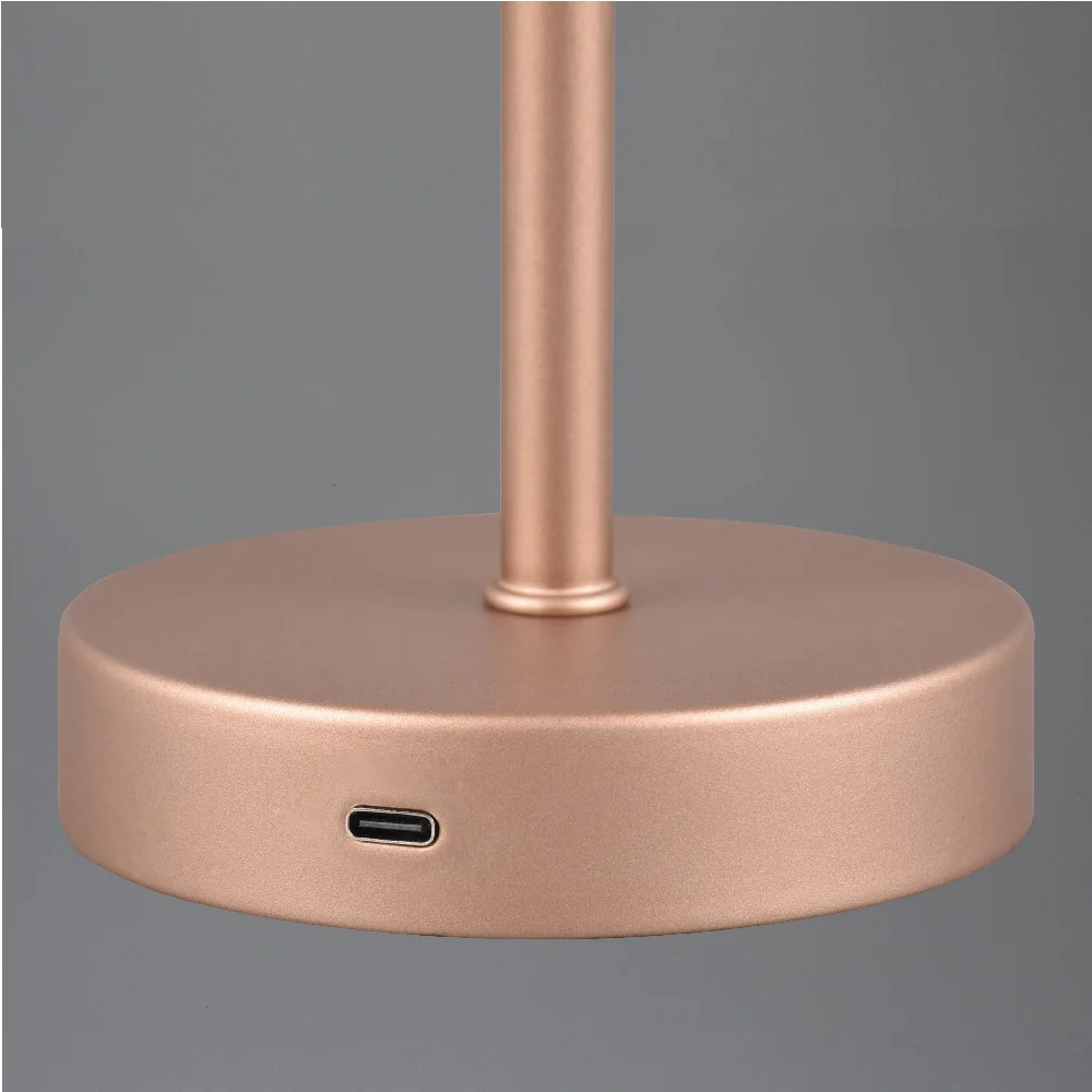 LED Matt Copper Stem USB Rechargeable Touch Table Lamp 30cm - Image 4