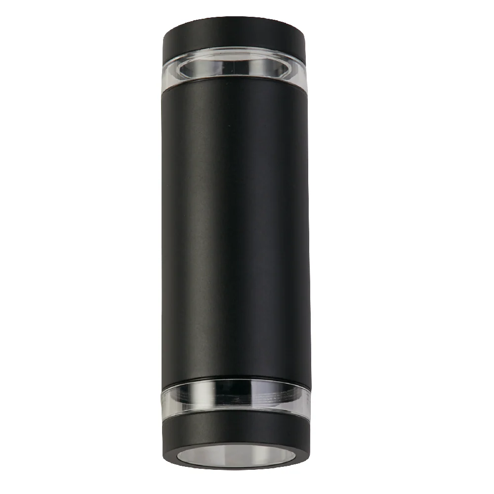 Matt Black Outdoor Modern Cylinder Up & Down Wall Light IP44