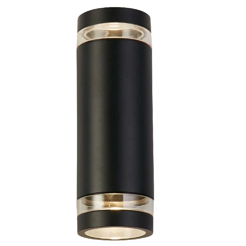 Matt Black Outdoor Modern Cylinder Up & Down Wall Light IP44 - Image 2