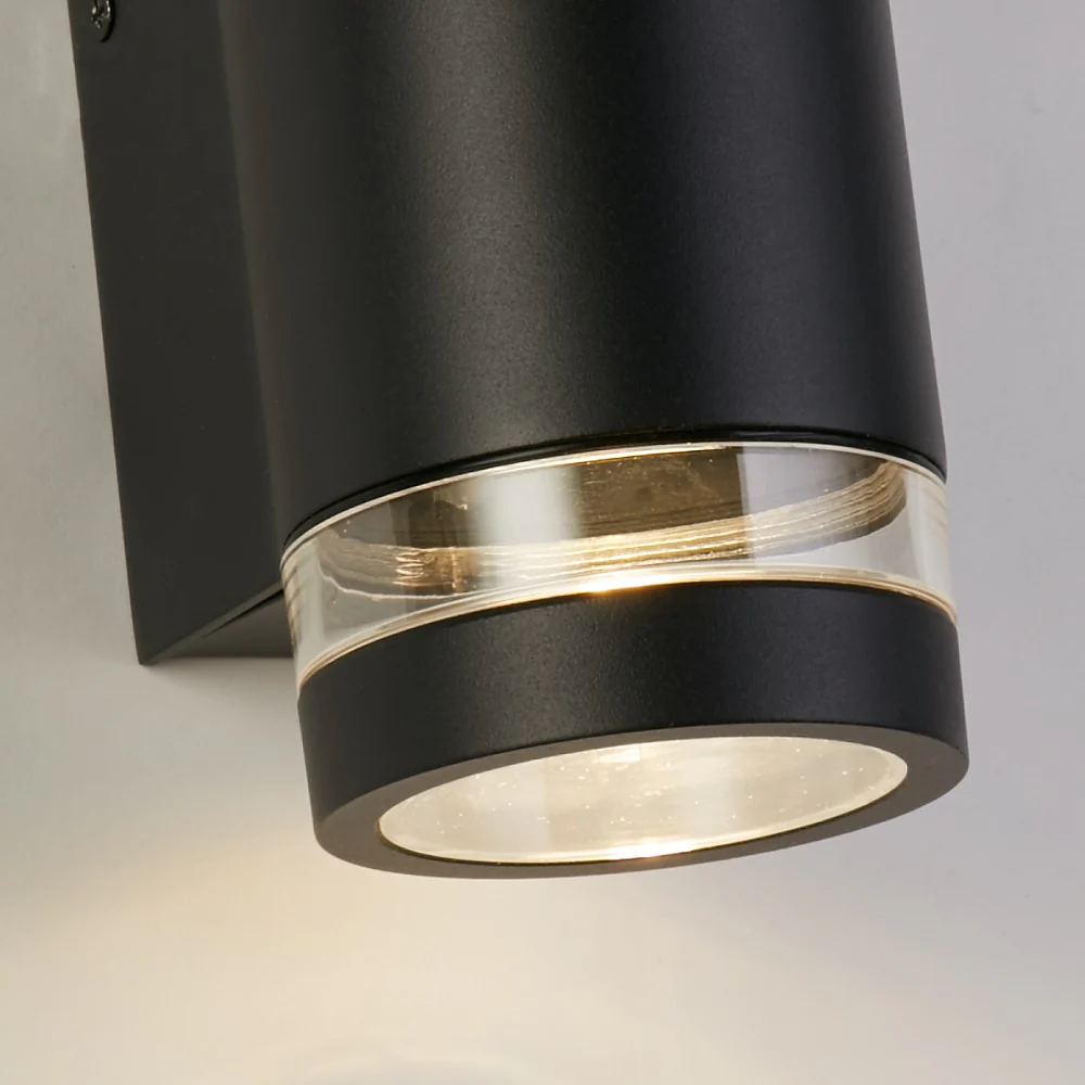 Matt Black Outdoor Modern Cylinder Up & Down Wall Light IP44 - Image 3