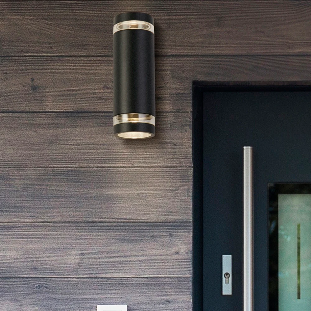 Matt Black Outdoor Modern Cylinder Up & Down Wall Light IP44 - Image 4
