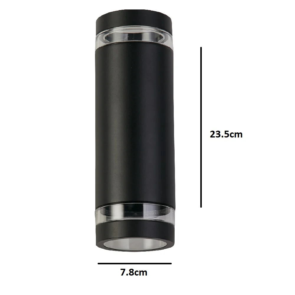 Matt Black Outdoor Modern Cylinder Up & Down Wall Light IP44 - Image 5