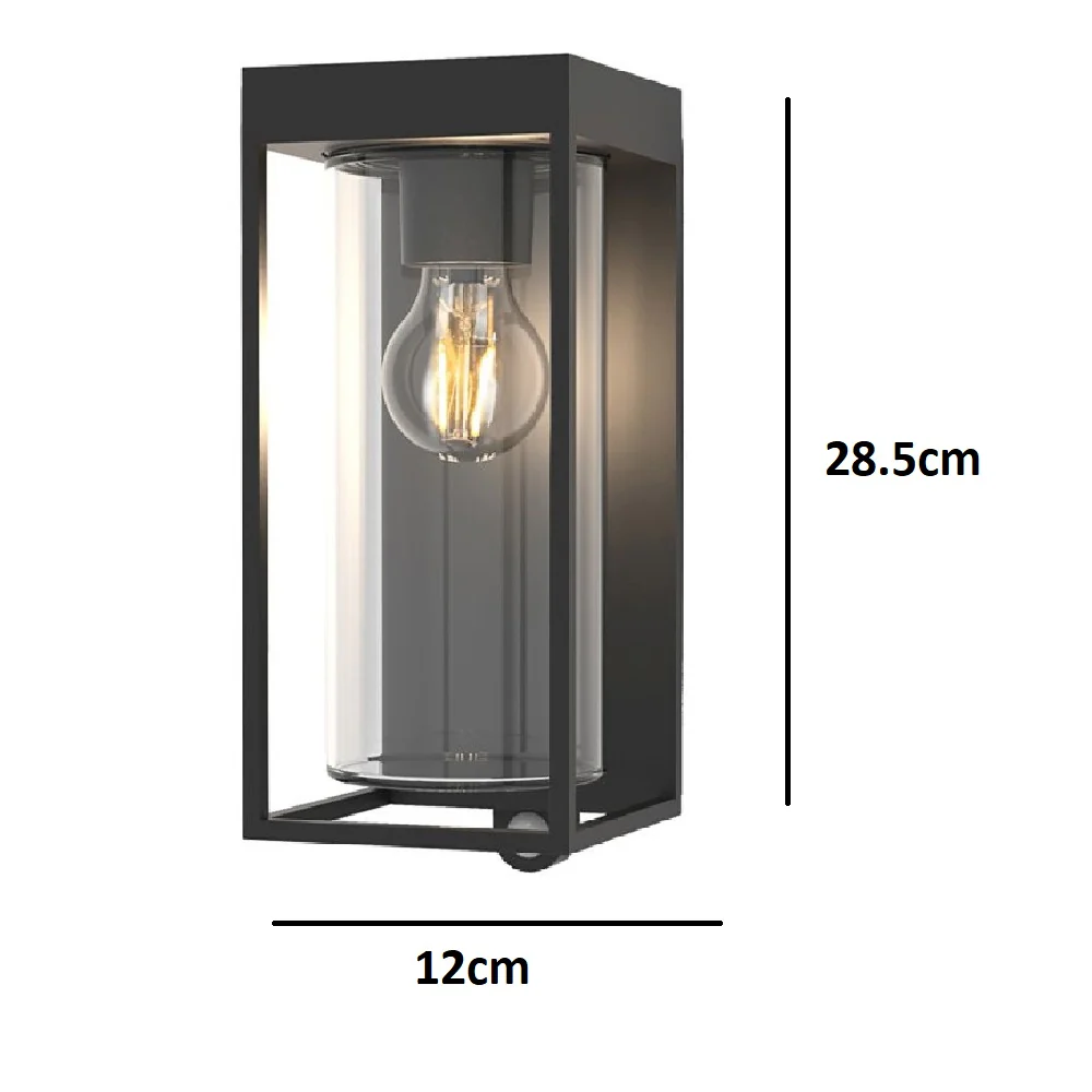 LED Matt Black Outdoor Vintage Solar Rectangular Lantern Wall Light with PIR IP44 - Image 5