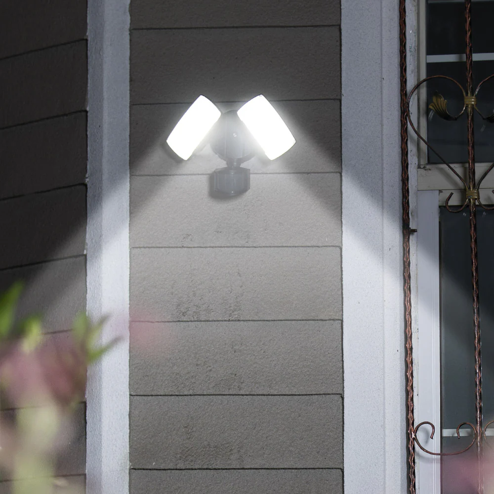 LED Matt Black Outdoor Double Head Flood Wall Light with PIR 21W - Image 5