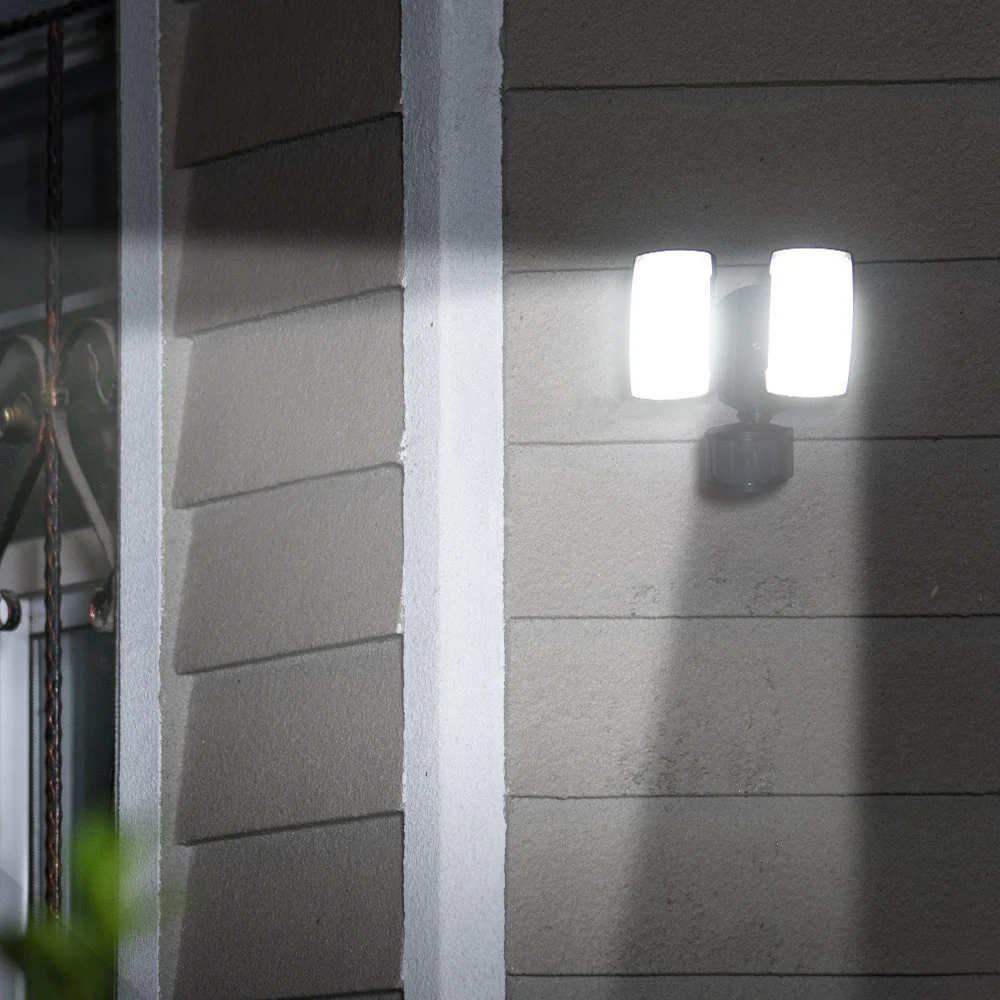LED Matt Black Outdoor Double Head Flood Wall Light with PIR 21W - Image 6