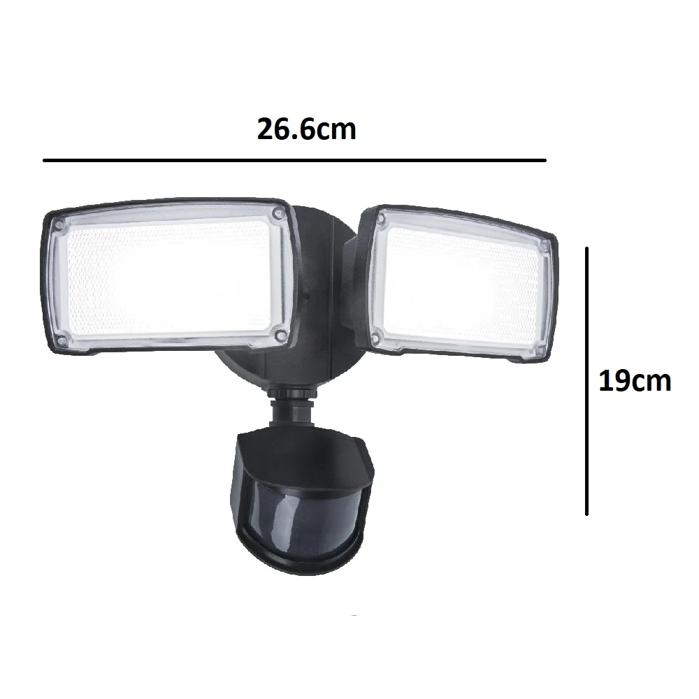 LED Matt Black Outdoor Double Head Flood Wall Light with PIR 21W - Image 8
