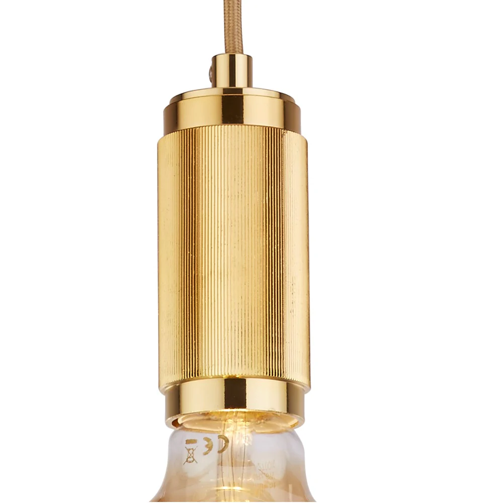Gold Modern Fabric Round Cable Flex Suspension Ceiling Rose Pendant - Image 4
