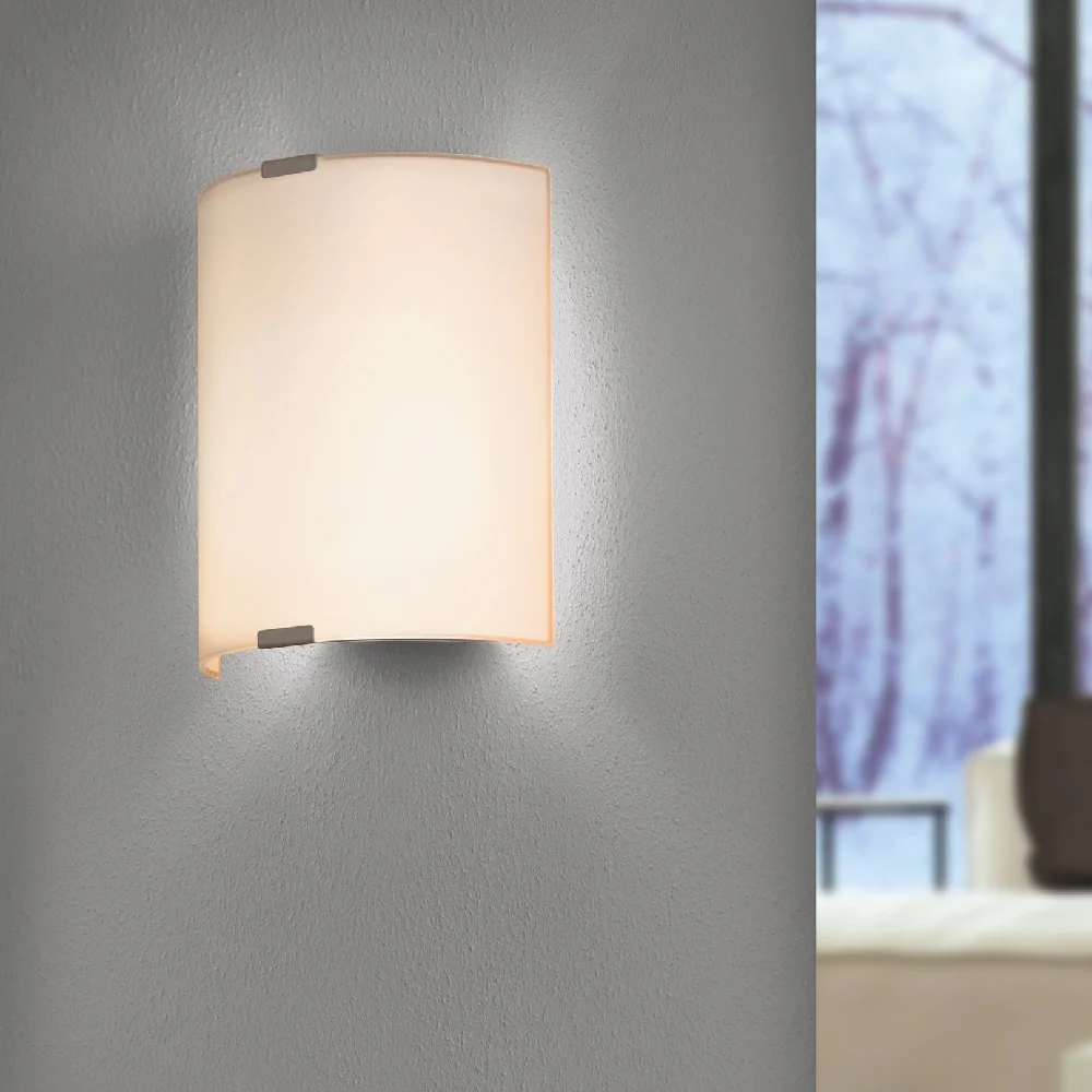 White Satinated Glass and Chrome Modern Wall & Ceiling Light 210mm - Image 4
