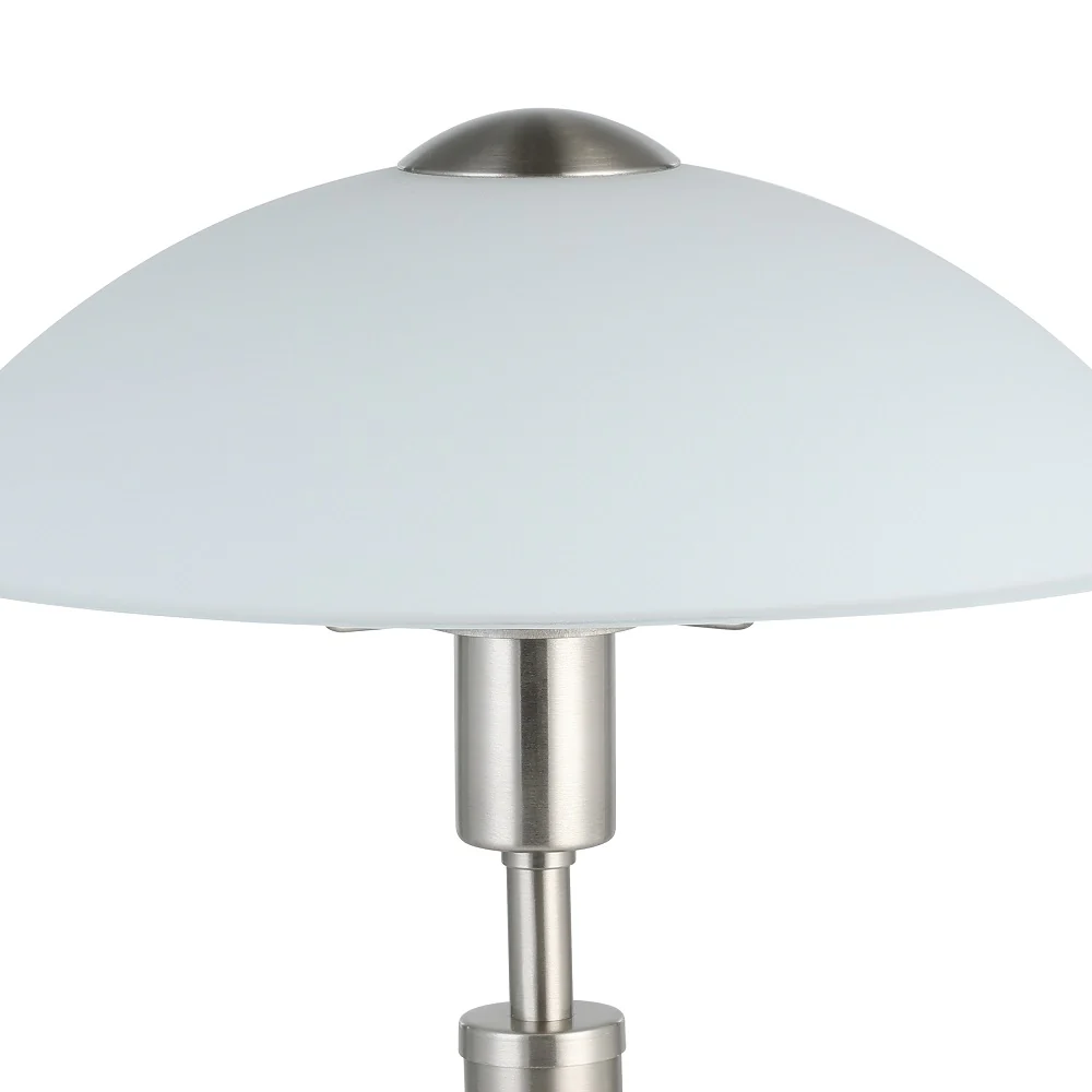 Matt Nickel and White Satin Glass Traditional Touch Table lamp 35cm - Image 2