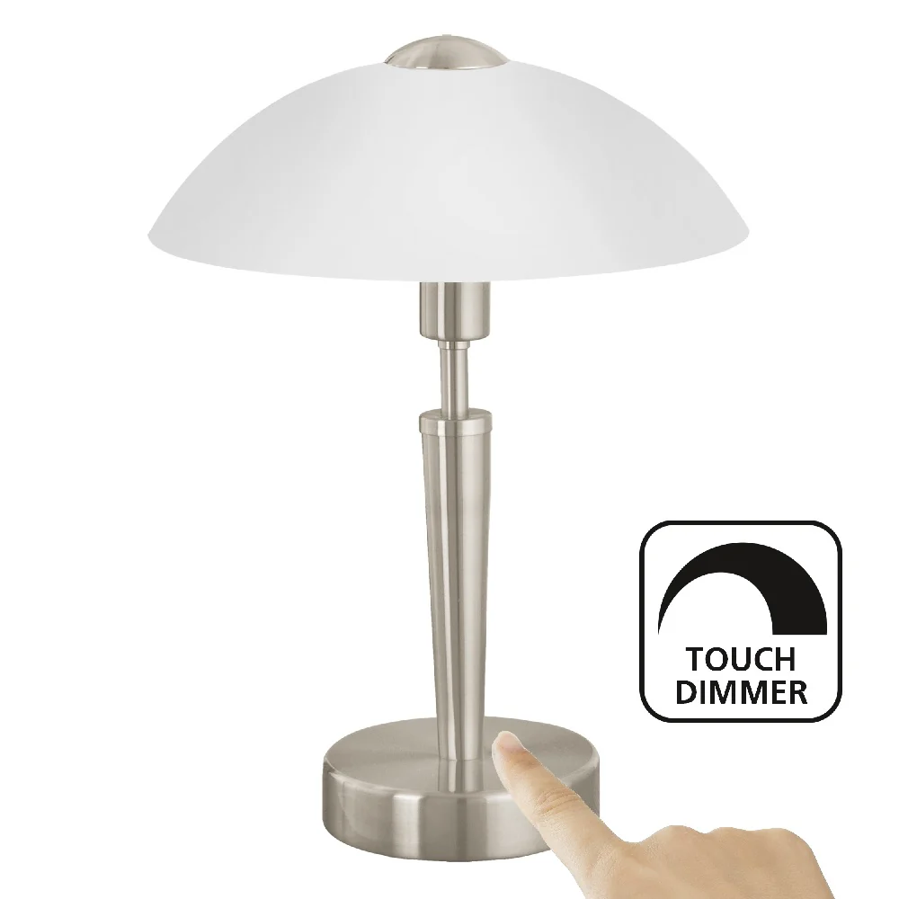 Matt Nickel and White Satin Glass Traditional Touch Table lamp 35cm - Image 3