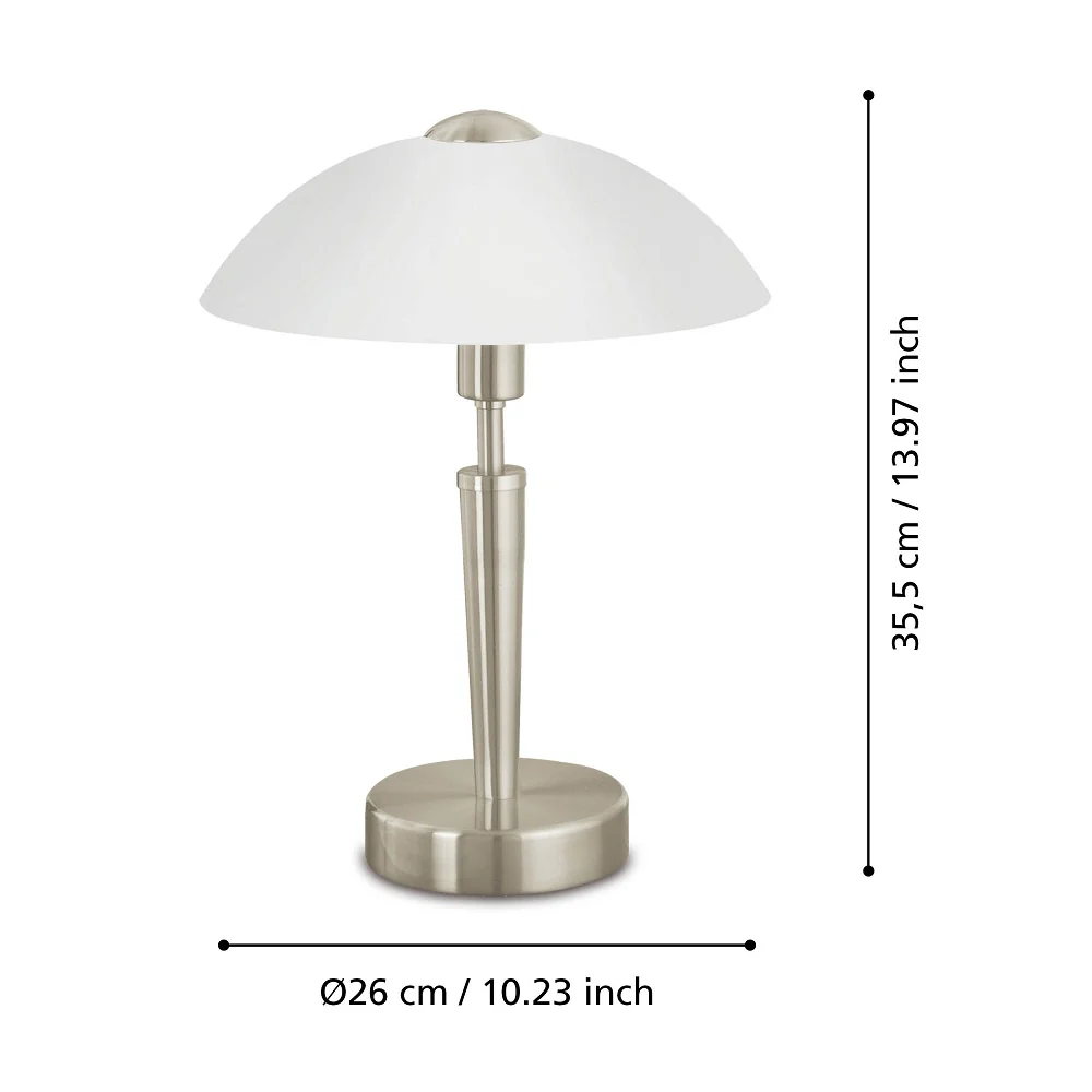 Matt Nickel and White Satin Glass Traditional Touch Table lamp 35cm - Image 4