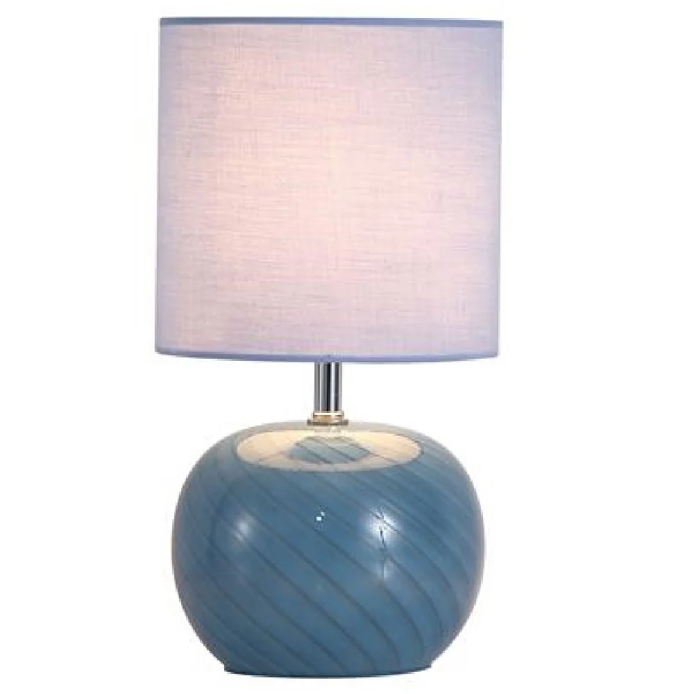 Blue Swirl Glass Table Lamp with Pastel Blue Linen Shade 30cm - Image 2