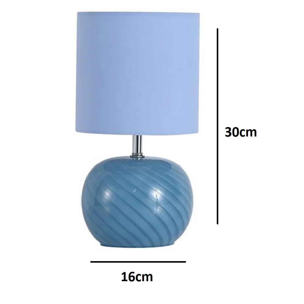 Blue Swirl Glass Table Lamp with Pastel Blue Linen Shade 30cm - Image 4
