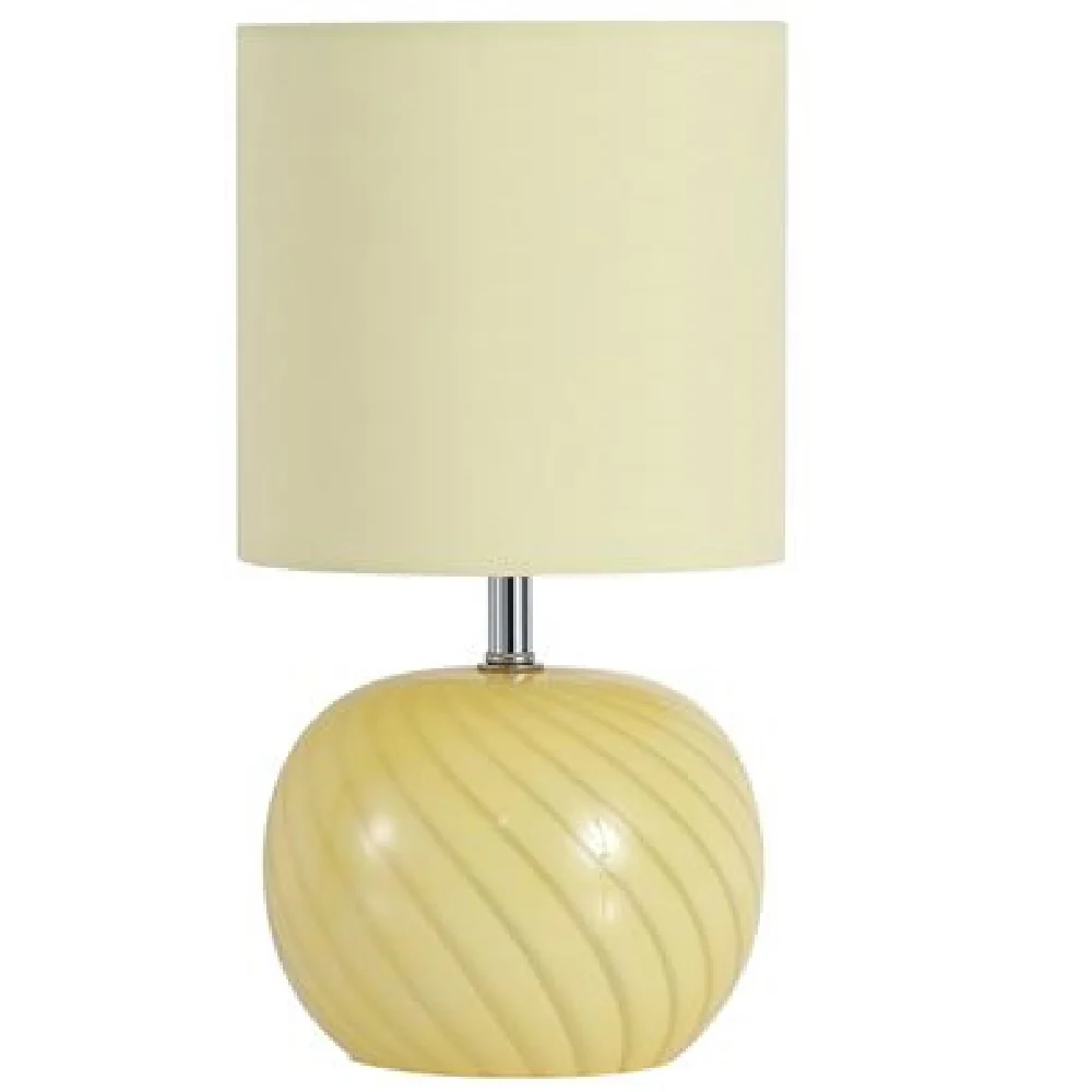 Yellow Swirl Glass Table Lamp with Lemon Yellow Linen Shade 30cm - Image 2