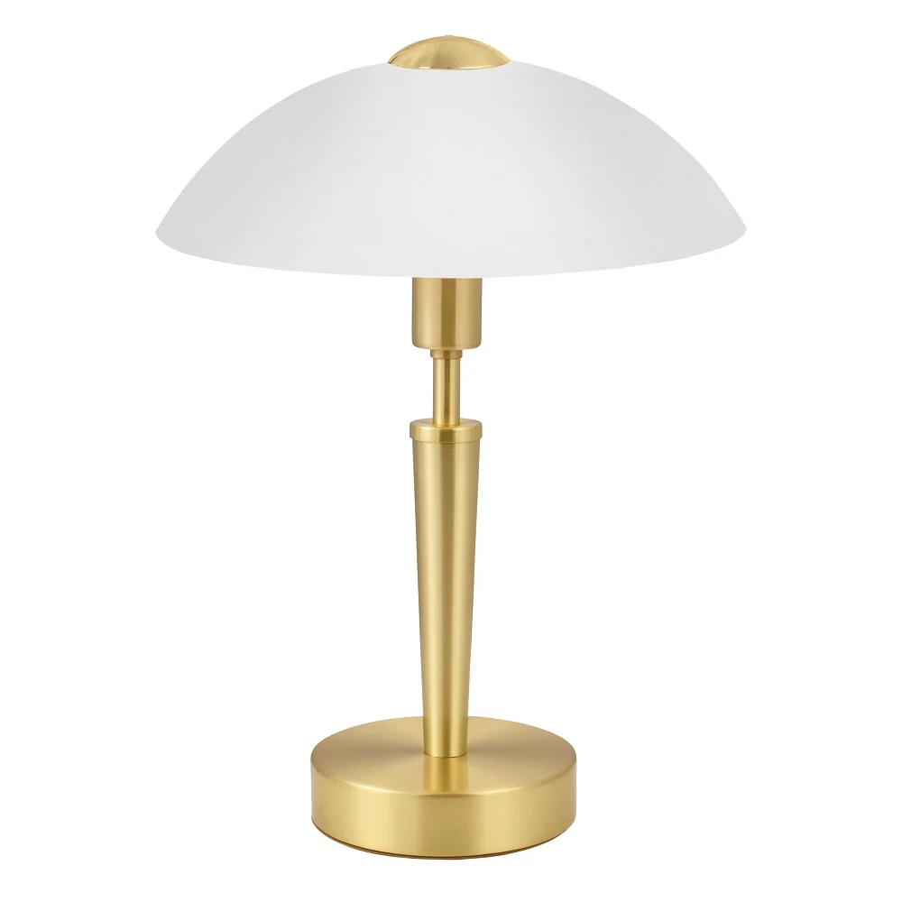 Matt Brass and White Satin Glass Traditional Touch Table lamp 35cm