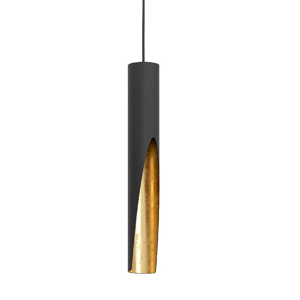 Britalia BR900872 Matt Black & Gold Inner Vintage Metal Cylinder Pendant Light 6cm - Image 3