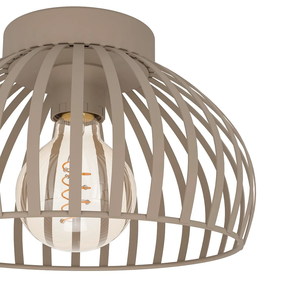 Cream Vintage Metal Banded Dome Cage Flush Ceiling Light 28cm - Image 2