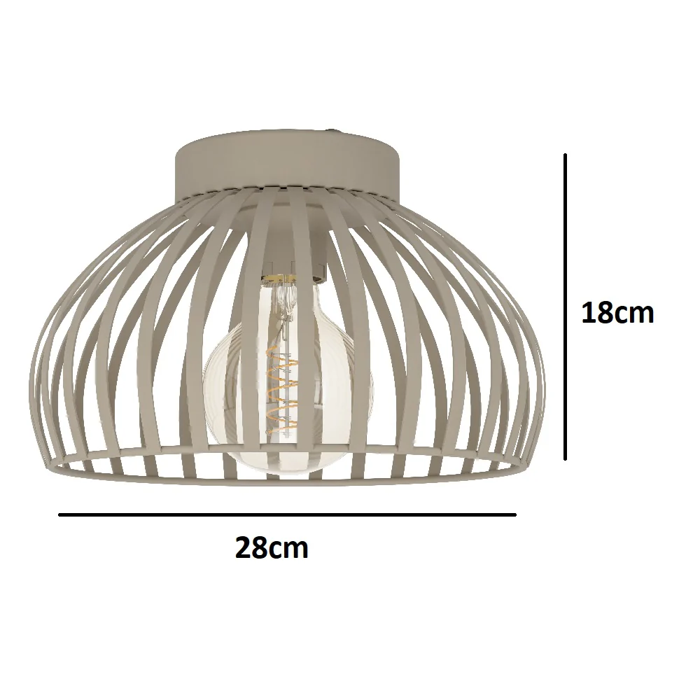 Cream Vintage Metal Banded Dome Cage Flush Ceiling Light 28cm - Image 4