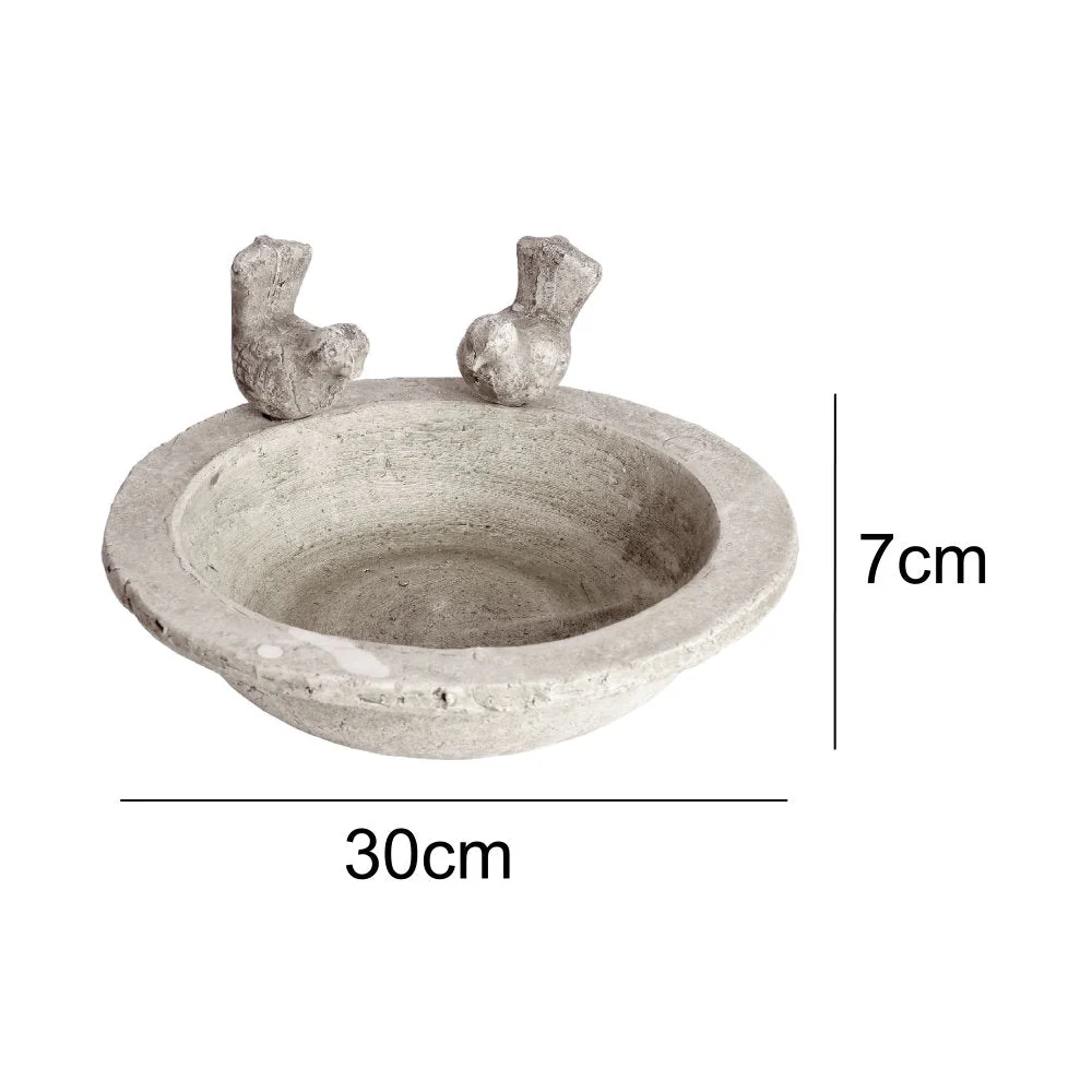 Britalia BR9029 White Wash Stone Textured Bird Bath Ornamental Garden Feature 30cm - Image 5